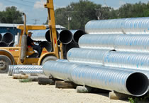 J&J Drainage Products offers corrugated steel pipe, 6 to 144 inches in diameter, and flow culvert with spiral rib.